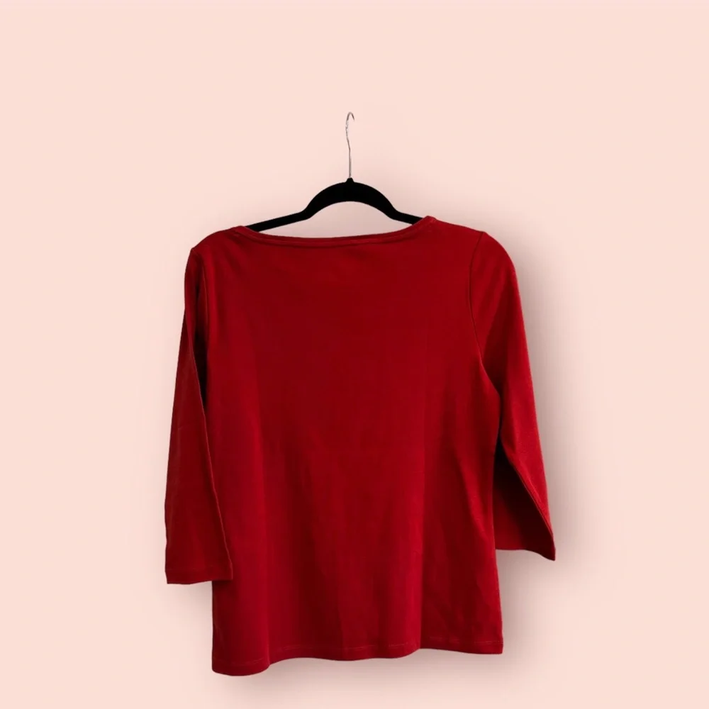 TALBOTS Cotton Long Sleeve Tee/ Red Ginger - Picture 2 of 4